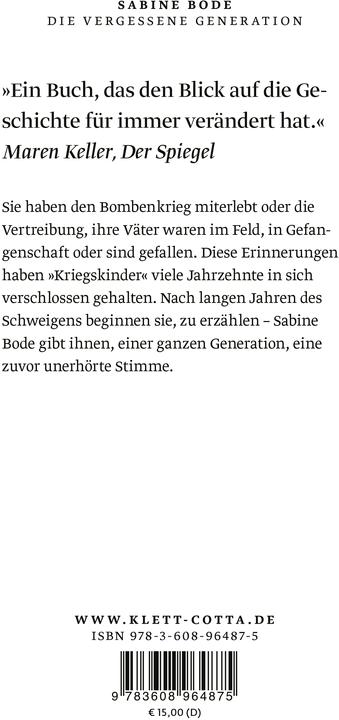 Produktbild Die vergessene Generation (Deutsch, Sabine Bode, 2021)