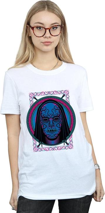 Actual product image Womens/Ladies Neon Death Eater Mask Cotton Boyfriend T-Shirt (3XL)