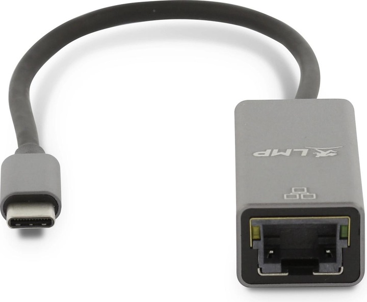 Produktbild LMP USB-C-auf-Gigabit-Ethernet-Adapter, grau (USB-C, RJ45 (1x))