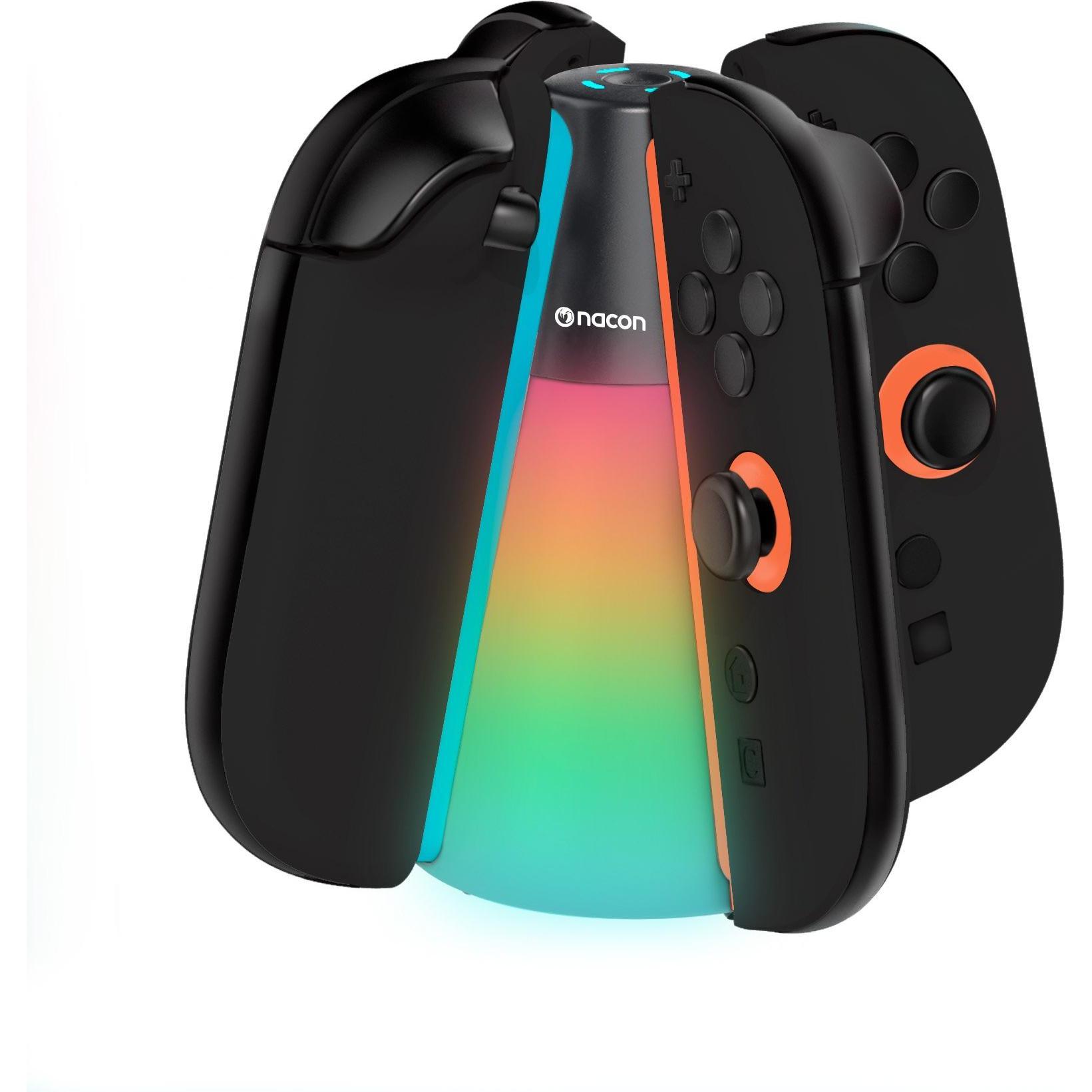 Nacon Gaming Multicolore/Nero Quad Charging Station Mit Licht (Switch 2), Accessori Per Controller Gaming,