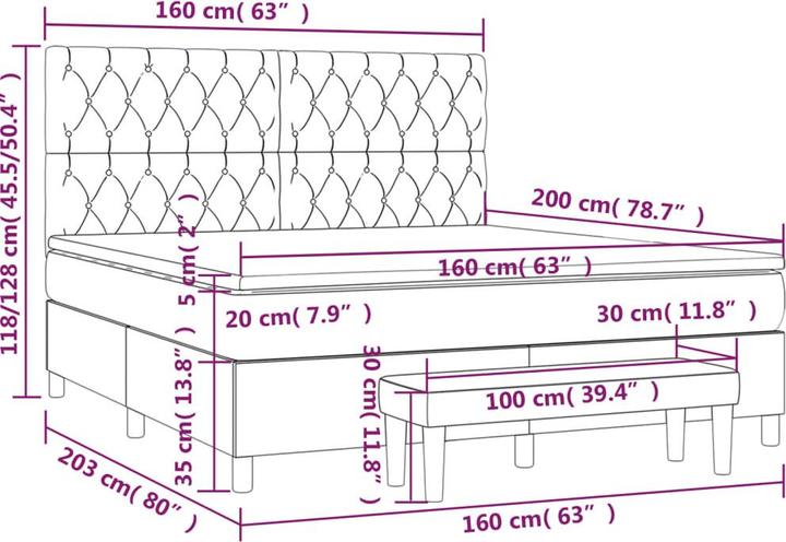 Produktbild vidaXL Boxspringbett (160 x 200 cm)
