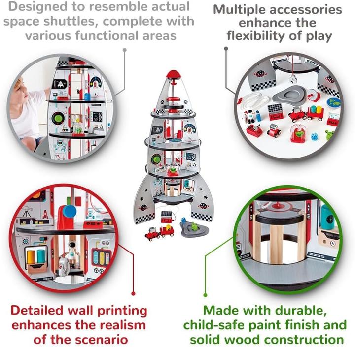 Actual product image Hape four-stage rocket