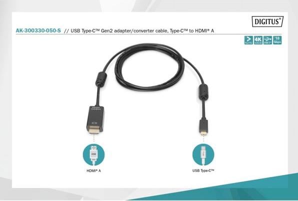 Productafbeelding Digitus USB Type C - HDMI (Type A) (5 m, HDMI)
