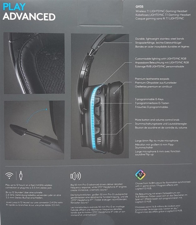 Image du produit Logitech G G935 Son surround sans fil 7.1 LIGHTSYNC pour les jeux - 2,4 GHz - EMEA (Sans fil)