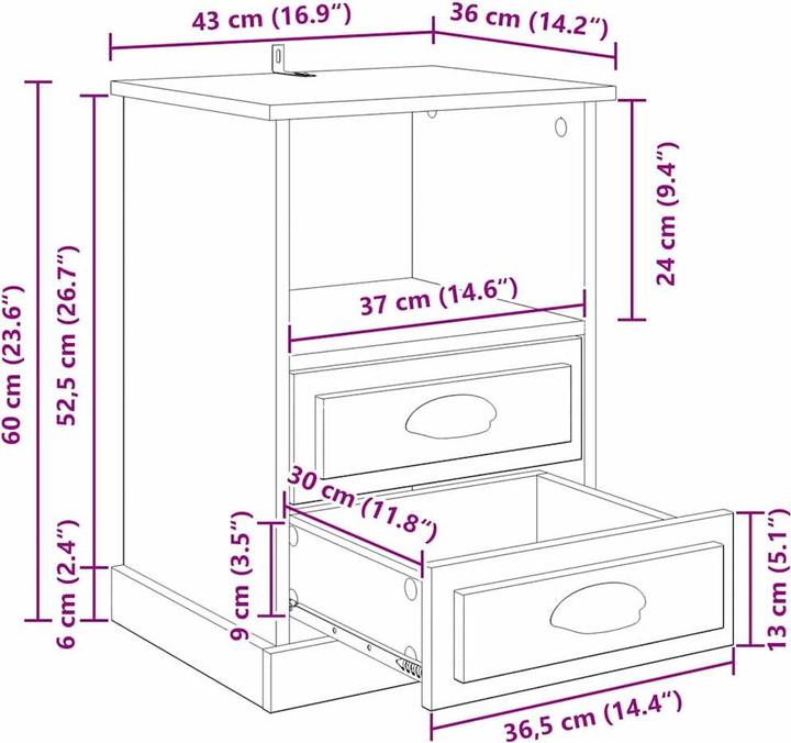 Produktbild vidaXL Schlafzimmermöbel (36 x 43 x 60 cm)