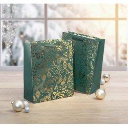 Produktbild Sigel Geschenktasche Large 260x320x120mm Golden ornaments on green (Geschenktüte, 5 x)
