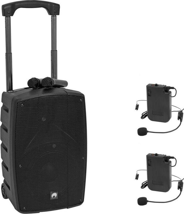 Omnitronic Set WAMS-10BT2 MK2 + 2x Taschensender + 2x Kopfbügelmikrofon (Aktivlautsprecher)