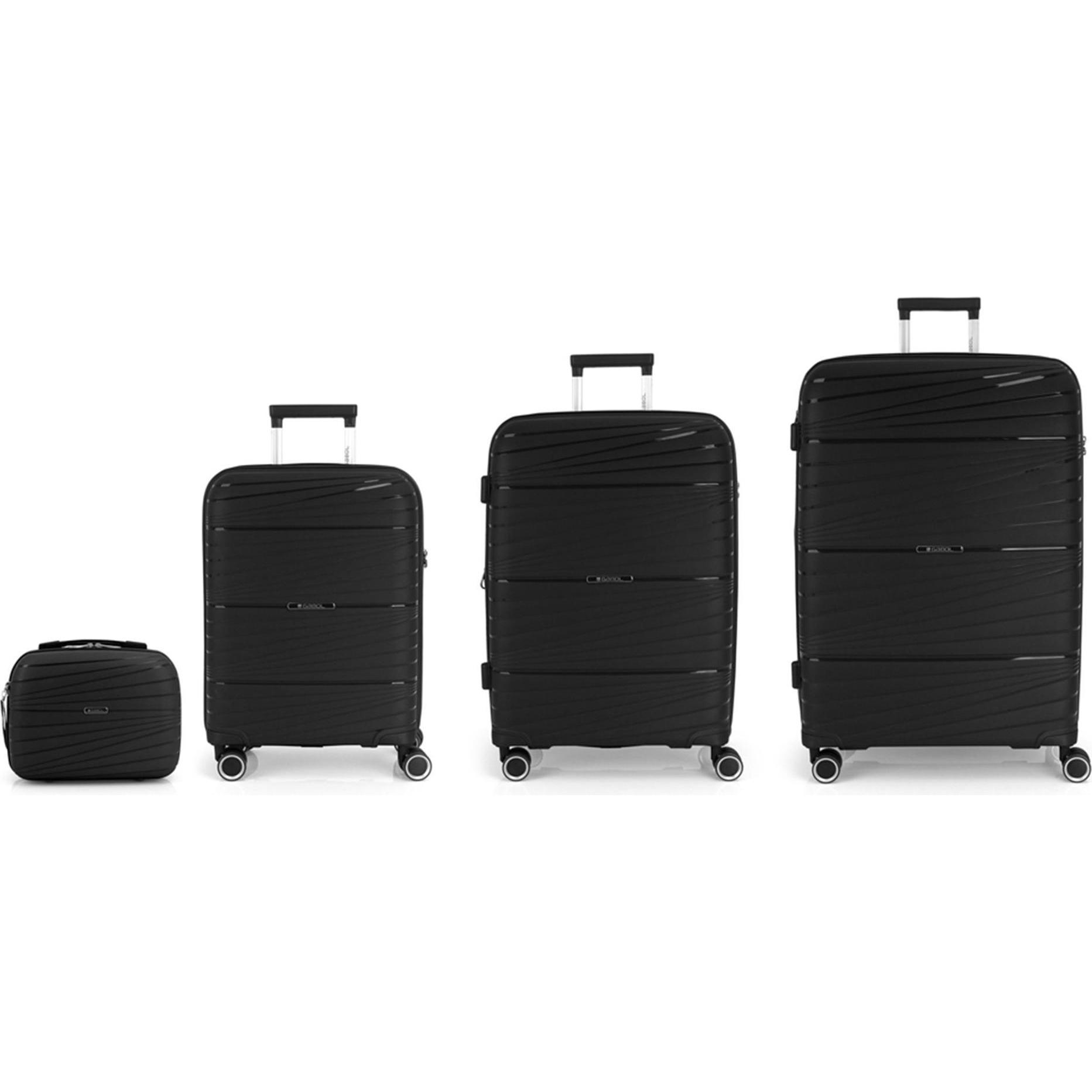 Gabol, Koffer, Kiba 4 Rollen Kofferset 3-teilig mit Dehnfalte, Schwarz, (224 l, XL (ab 115l))