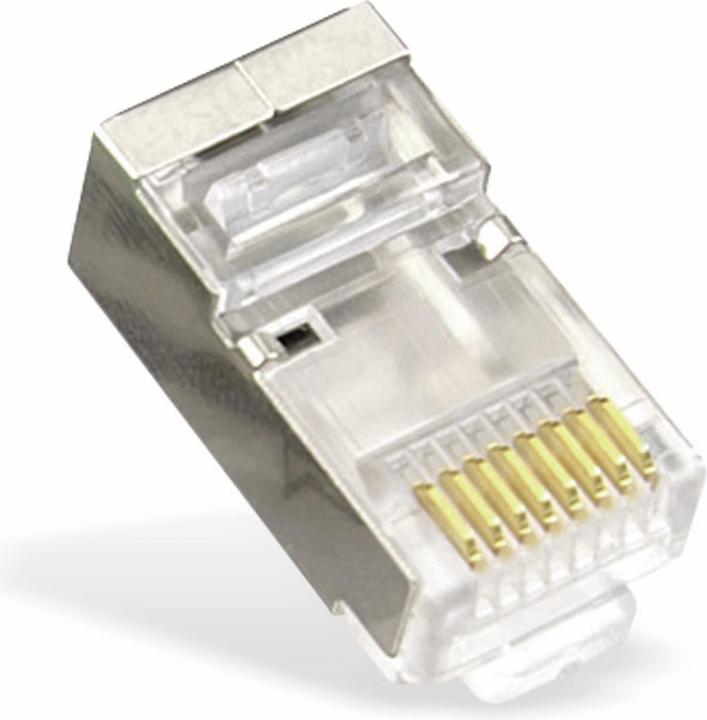 Produktbild Rutenbeck TP-Stecker TP, S-UTP,100-Pack,ohne Tülle, Einfädelkamm eingespritzt, für Flachkabel (Netzwerkkabel Stecker)