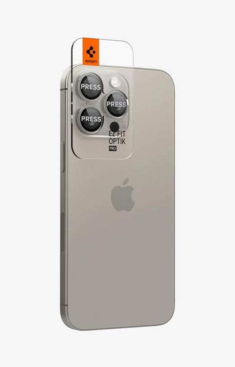 Immagine prodotto Spigen Proteggi fotocamera Optik.tR EZ Fit per iPhone 14 Pro / Pro Max / 15 Pro / Pro Max - titanio (2 Pezzo/i, Apple iPhone 14 Pro, Apple iPhone 14 Pro Max, Apple iPhone 15 Pro, Apple iPhone 15 Pro Max, Apple iPhone 16 Pro Max, Apple iPhone 16 Pro)