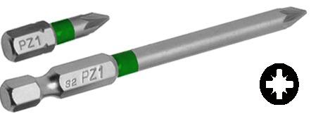 Actual product image technocraft Pozidriv bits 1/4" x 25 mm with coloured ring (Cross Pozidriv PZ M1)