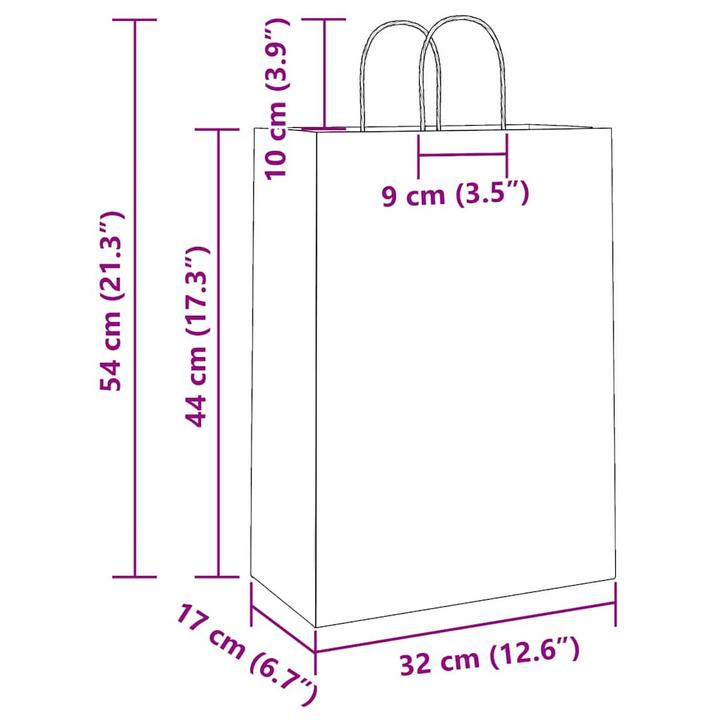 Actual product image vidaXL Kraft paper bags 50 pcs. with handle Blue 32x17x44 cm paper bag (Gift bag, 50 x)