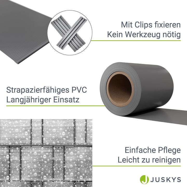 Image du produit Juskys 3x Set PVC Sichtschutzstreifen - Hellgrau