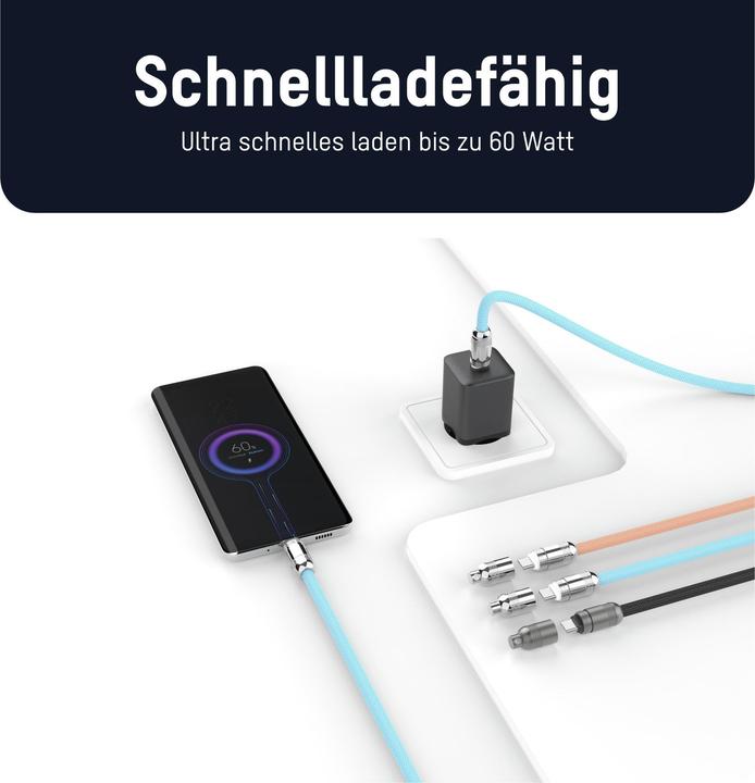 Actual product image Ansmann Lanyard Kabel USB Typ-C zu USB Typ-C 120cm / blau (1.20 m, 60 W)