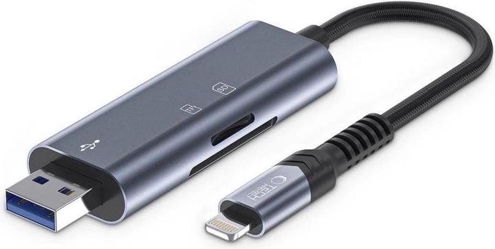 Produktbild Tech-Protect UltraBoost SD / micro SD card reader with Lightning / USB-A connector - gray