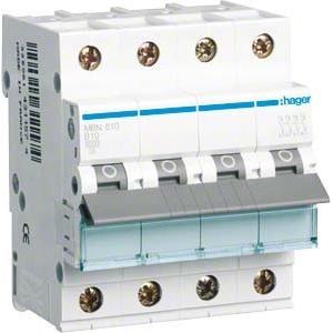 Hager, Schutzschalter, HAG MBN610 Leitungsschutzschalter 3P+N 6kA B 10A 4M