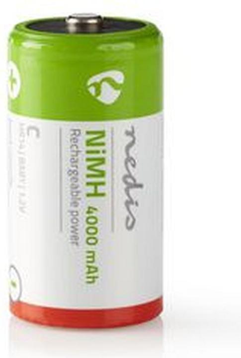 Actual product image Nedis Rechargeable NI-MH Battery C 1.2 V DC 4000 mAh Pre-charged 2-Blister HR14 Green/Red (2 pcs., C, 4000 mAh)