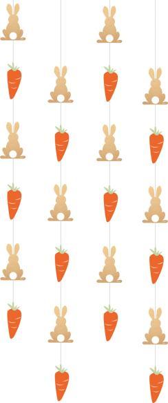 Amscan 4 suspensions décoratives Lapins de Pâques et carottes 130 cm (6x)