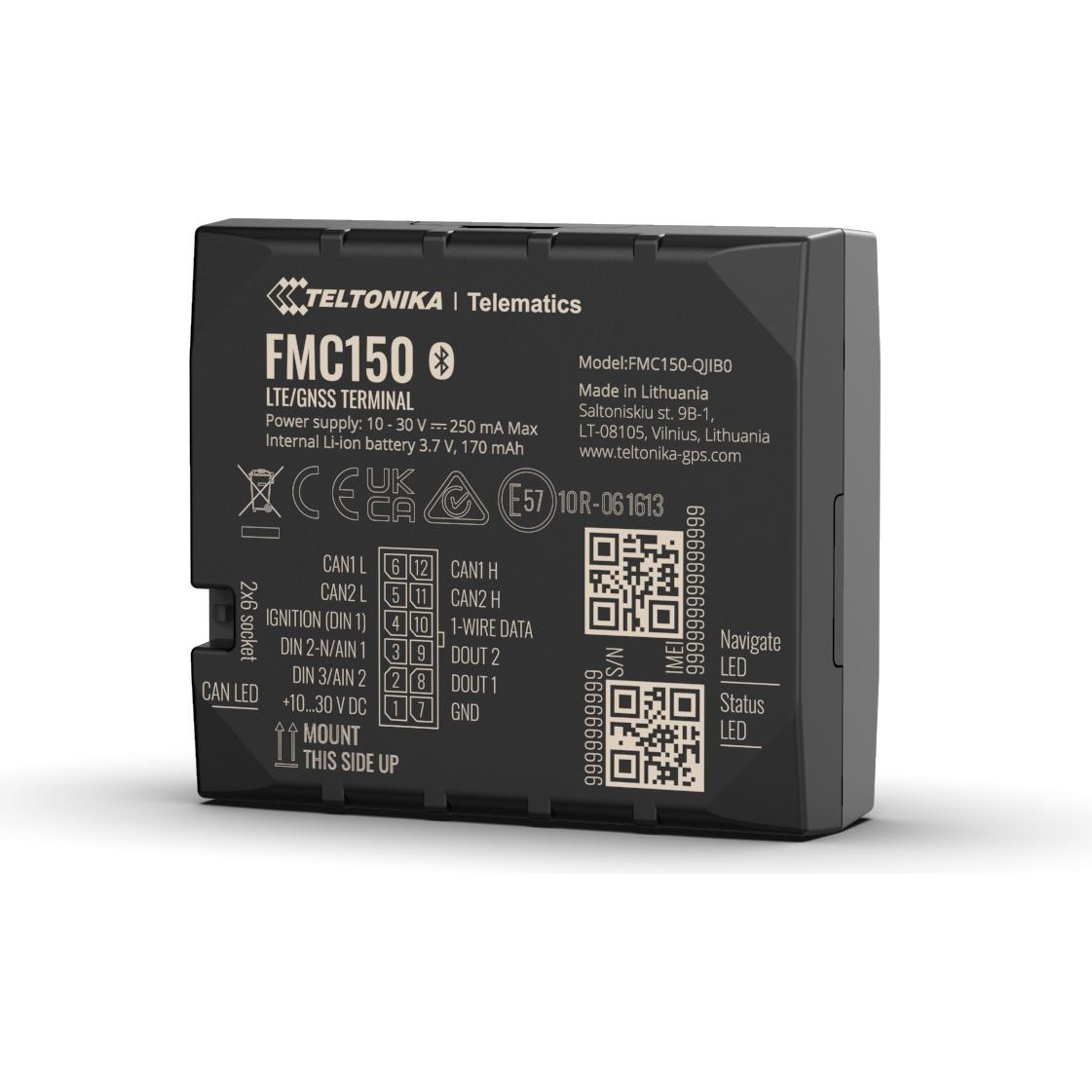 Teltonika Telematics FMC150 4G Cat 1 GNSS/GSM/Bluetooth Tracker, Router, Schwarz