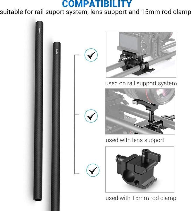Productafbeelding SmallRig Koolstofvezelstaaf (Accessoires voor kooien)