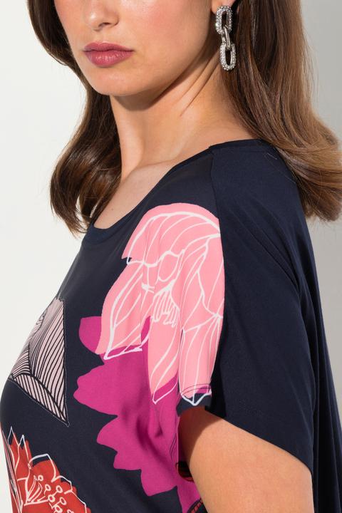 Produktbild Ulla Popken Shirtbluse, Blüten, Oversized, Rundhals, Halbarm (54)