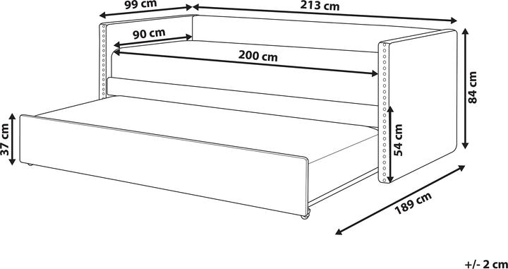 Actual product image Beliani Daybed extendable velvet fabric light grey slatted frame 90 x 200 cm TROYES (90 x 200 cm)