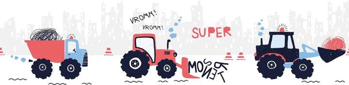 Produktbild A.S. Création Lovely Kids Kinderzimmer Super Tractor mit Traktoren und Baumaschinen (15 x 500 cm)