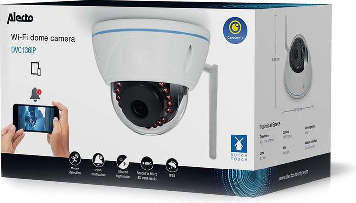 Actual product image Alecto DVC136IP - Outdoor wifi dome camera - Wit (1920 x 1080 Pixels)