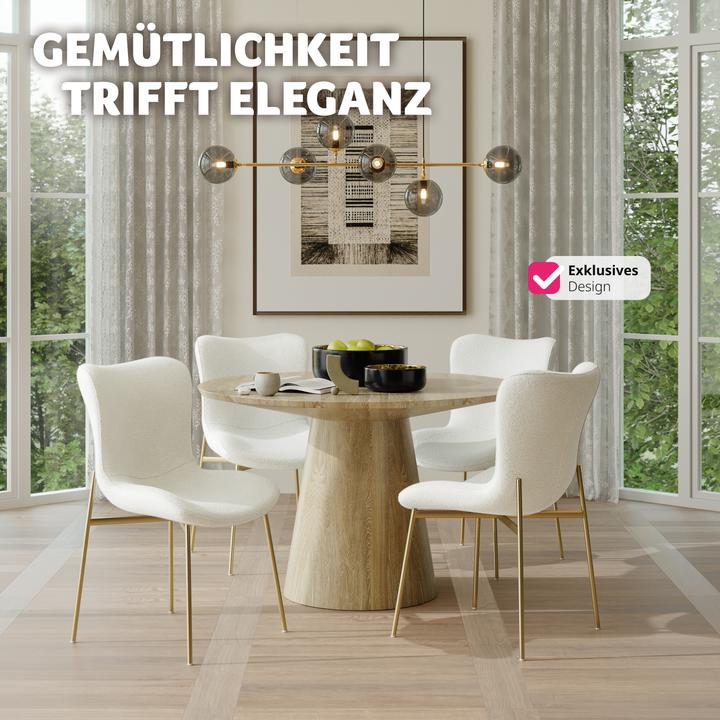 Produktbild tectake 4er Set Polsterstuhl Tessa Bouclé