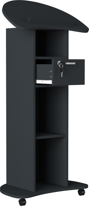 Productafbeelding VCM Houten Staand Bureau Lessenaar Mobiele Staande Tafel Rolbare Wielen Lade Redola (56 x 37 x 110 cm)