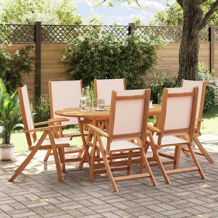 Immagine prodotto vidaXL Mobili da giardino set da pranzo set da giardino 7 pezzi in legno massiccio di acacia textilene (160 cm)