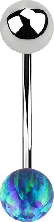 Image du produit Star Piercing Micro banane argentée avec boule et boule opale bleue (sans laiton, Acier chirurgical 316L)