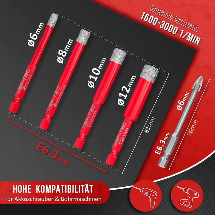 Actual product image KSP-Tec Tile drill bit set (12 millimetres)