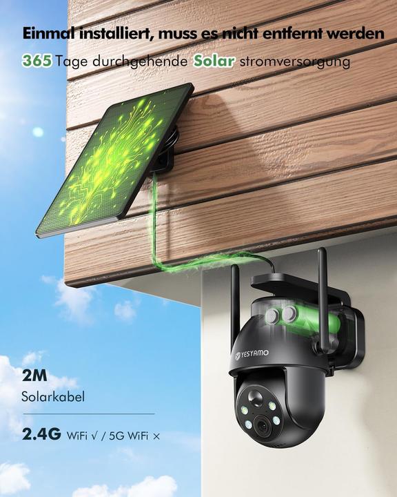 Actual product image Yesyamo Set of 2 wireless 2K surveillance cameras with solar panel