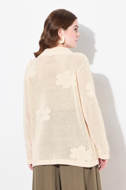 Actual product image Ulla Popken Eco Cotton Openwork Floral Knit Sweater (56)