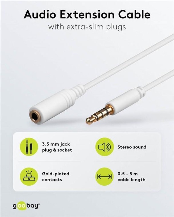 Immagine prodotto Goobay 3.5mm Klinke — 3.5mm Klinke (5 m, Connettore da 3,5 mm (AUX))