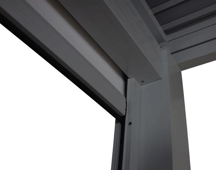 Actual product image Mendler Pergola HWC-L46 with side wall, slatted pavilion roller blind, 11cm aluminium frame, storm-proof (300 cm, 400 cm)