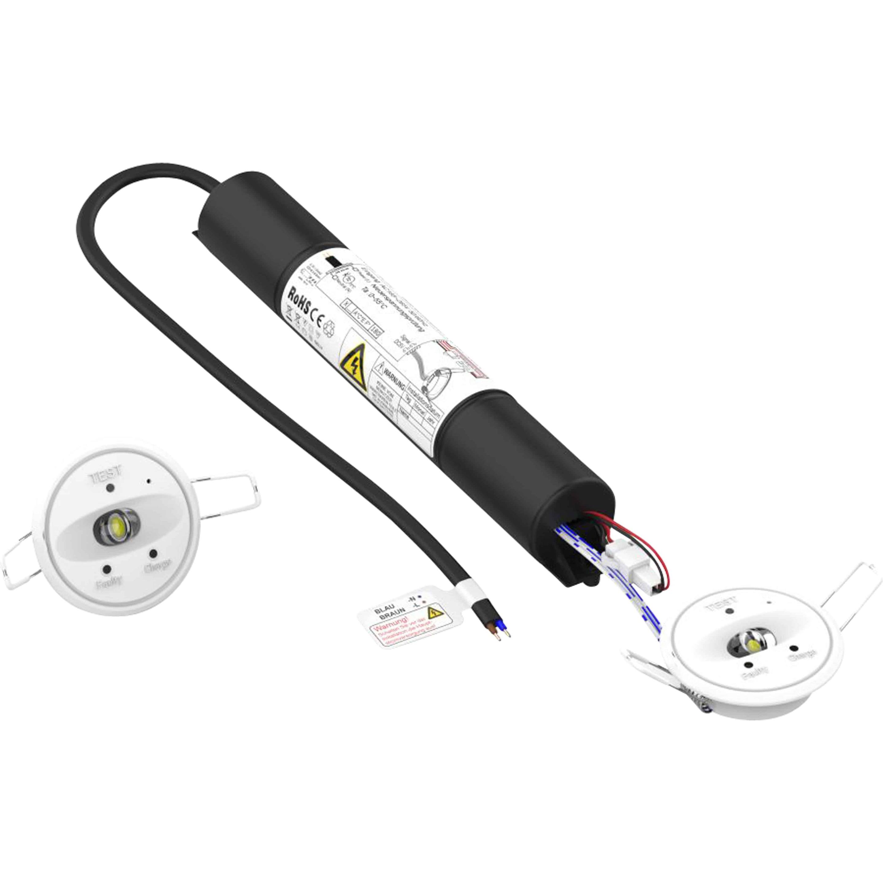 Enova, Wandleuchte + Deckenleuchte, ELED 200106 - LED-Notstrom Downlight Einbau TEST-Fkt. (150 lm)