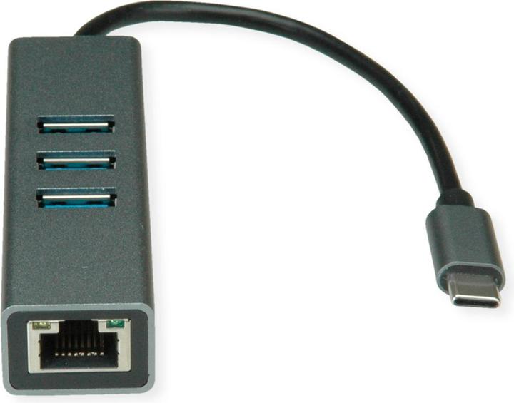 Productafbeelding Roline USB Typ C - Gigabit Ethernet Konverter + Hub 3x (USB-C, RJ45/LAN (1x))