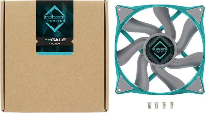 Actual product image Iceberg Thermal IceGALE computer case fan 14 cm turquoise 1 piece(s) (140 mm, 1 x)