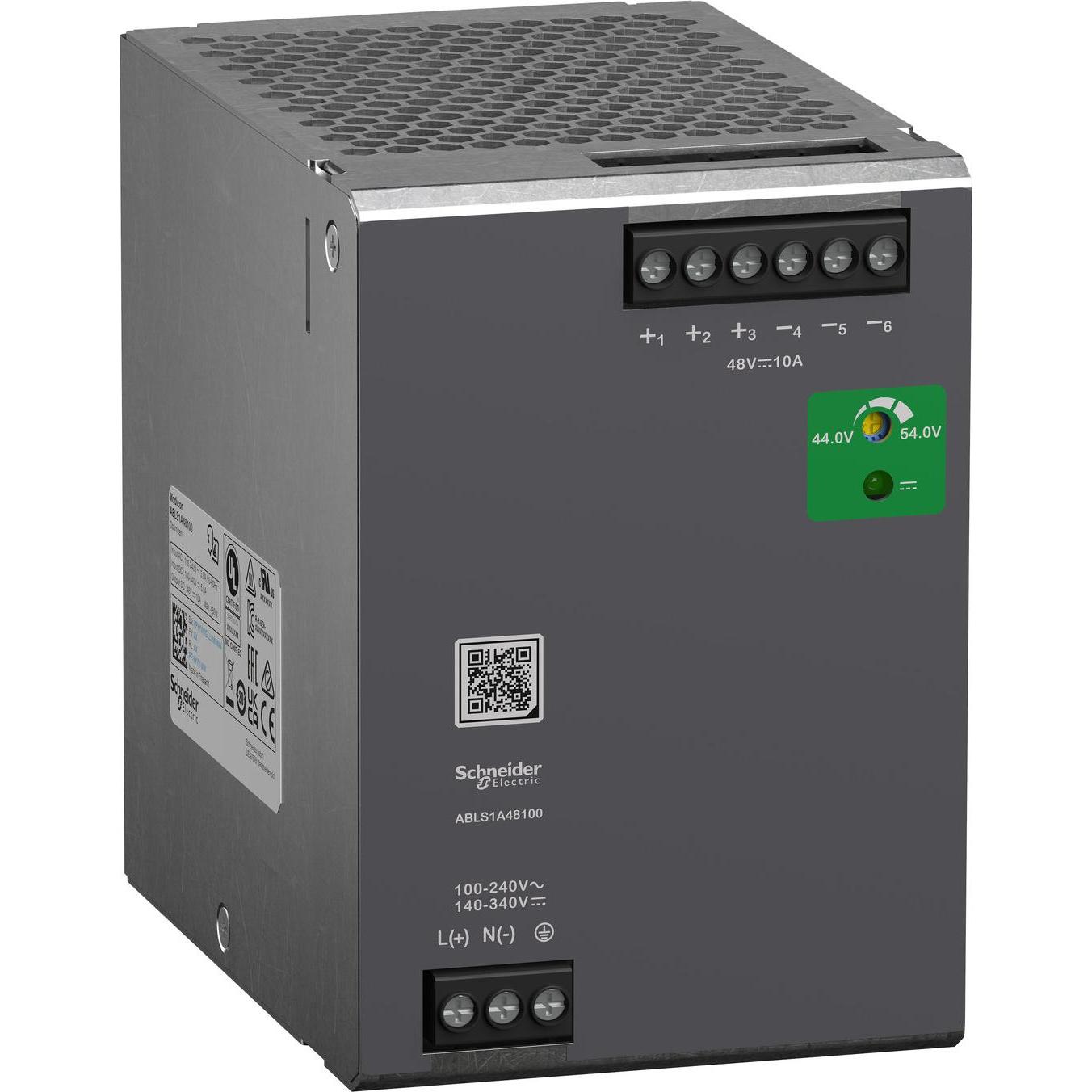 Schneider, Quadro elettrico portatile, Alimentatore, Modicon ABLS, Optimum, temporizzato, monofase, 100-240V AC, 48V DC, 10A, 480W ABLS1