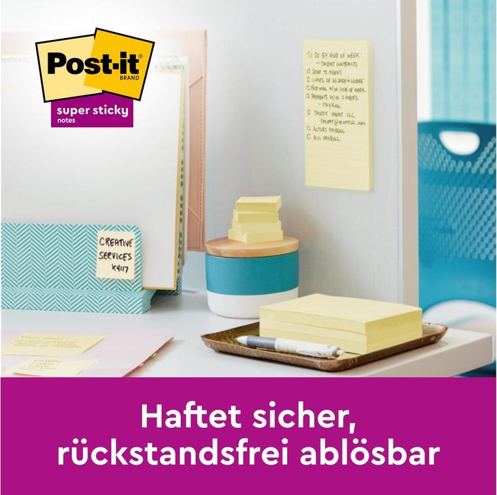 Produktbild Post-it Haftnotizwürfel Super Sticky 76x45x76 mm (BxHxT) gelb 270 Bl. (76 x 76 mm)