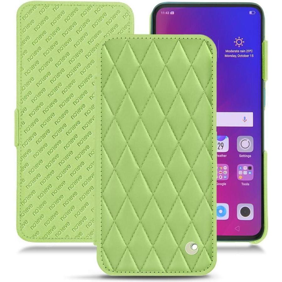 Noreve Lederschutzhülle horizontal (Oppo Find X), Smartphone Hülle, Grün