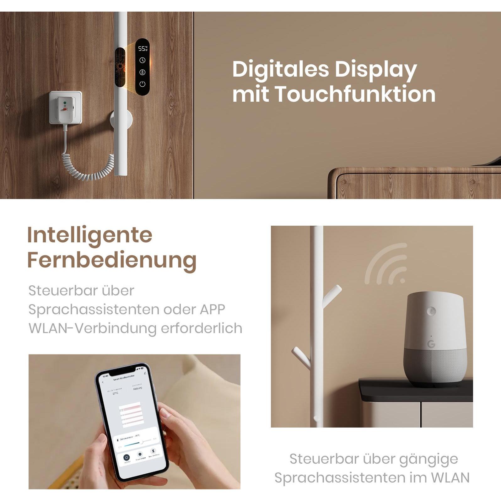 Thumbnail - Emke Elektrischer Handtuchheizkörper, 110W, LED-Display, Intelligentes Thermostat, WiFi/APP-Steuerung, Ti, Heizkörper
