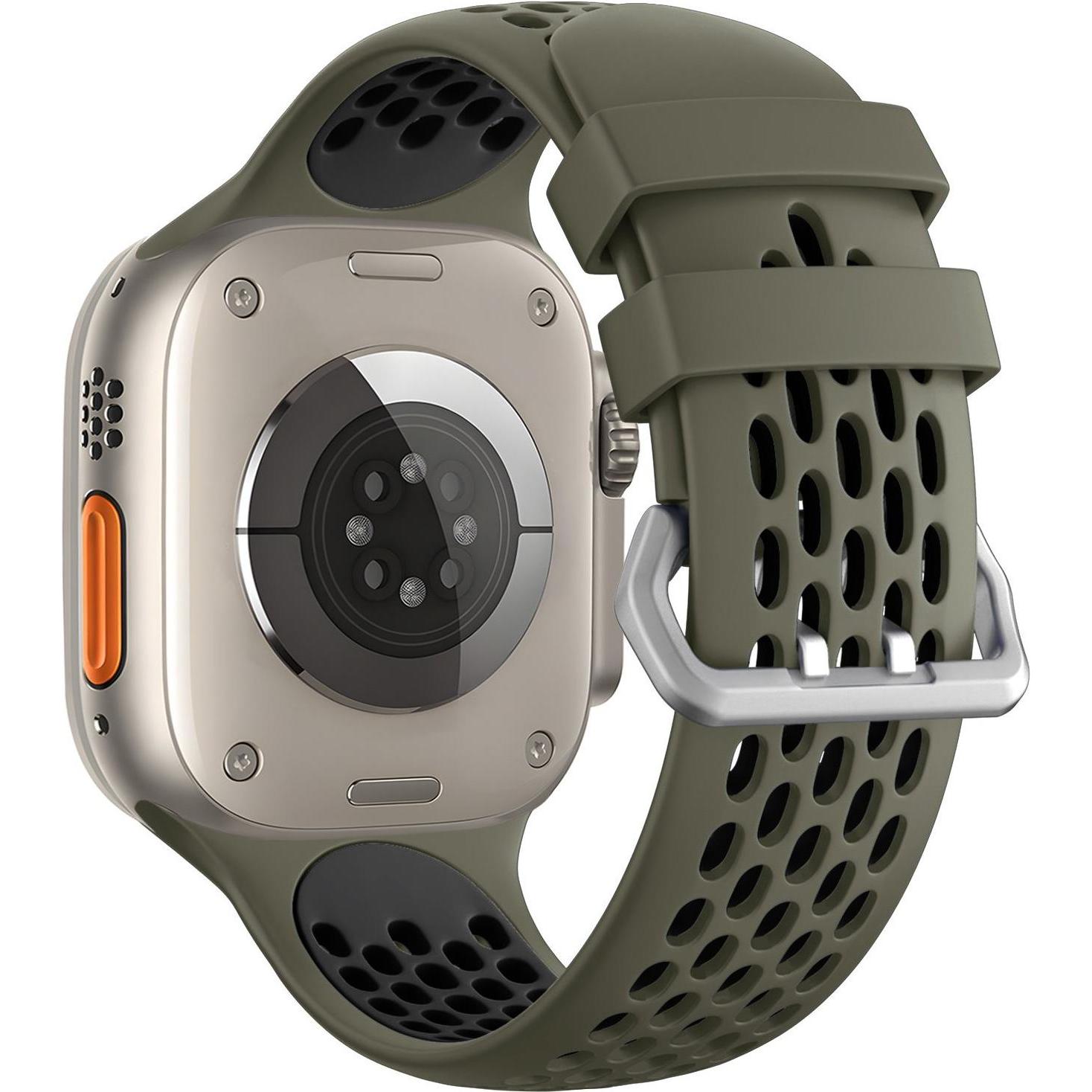 Thumbnail - Strap-it Sport Schnallenarmband (Silikon, Apple Watch), Uhrenarmband, Schwarz, Grün