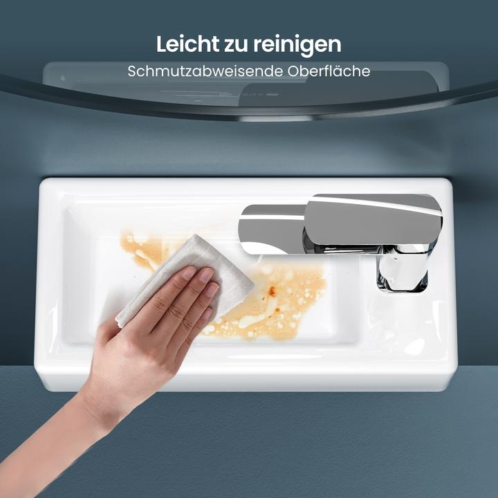 Produktbild Emke Waschbecken Reckiger Waschbecken Keramik Waschbecken Waschtisch Hängewaschbecken, Hahnloch Rech (2050 mm, 4050 mm)