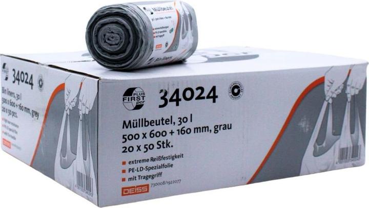 Actual product image Deiss Bin liners PCR First Plus 30l 50pcs grey (50x, 30 l)
