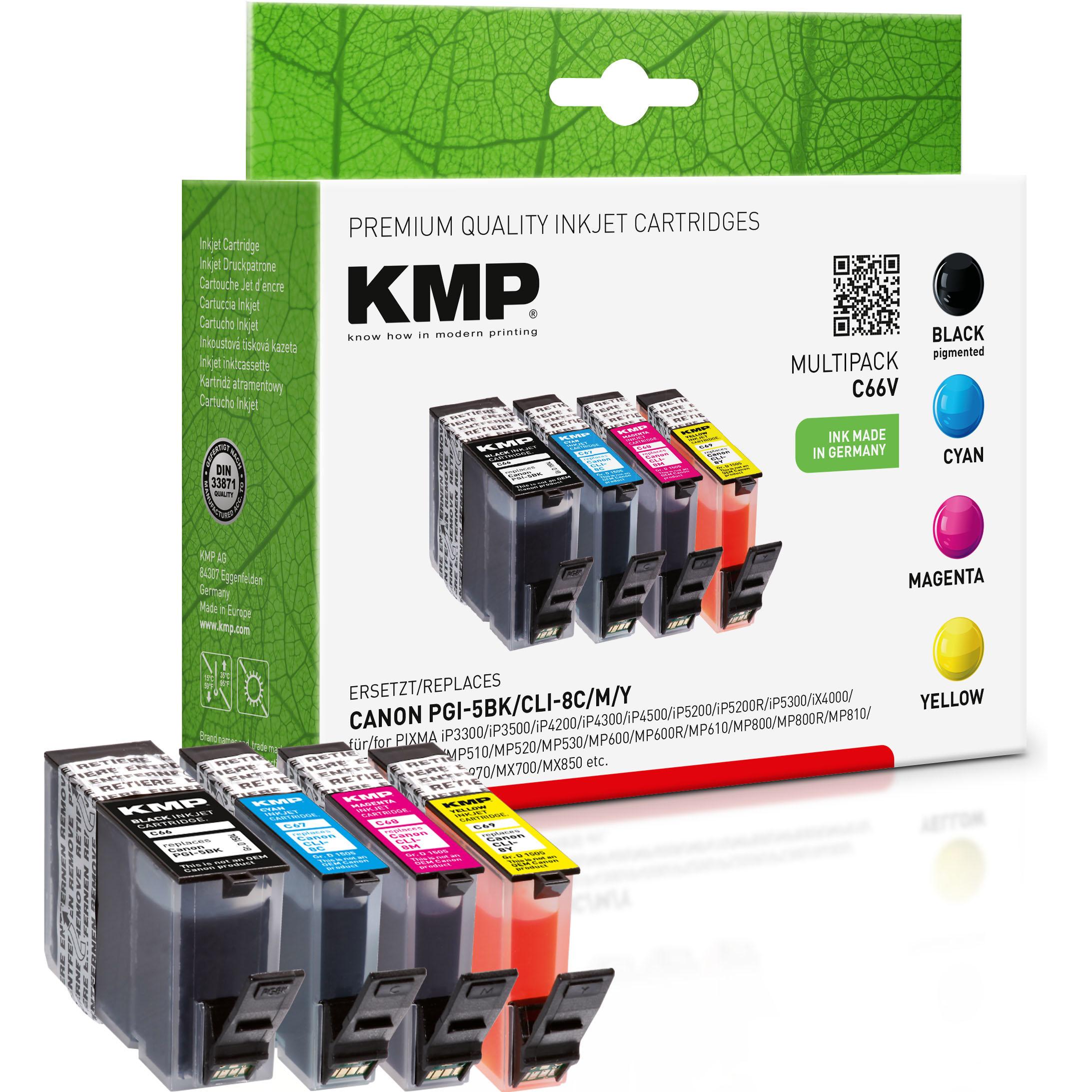 KMP Tinte ersetzt PGI5BK, CLI8C, CLI8M, CLI8Y (0628B001 + 0621B029), Notebook Ersatzteile