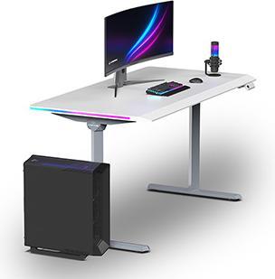 Actual product image Ultradesk Gaming-Tisch QUEST, 140x70cm, 72-120cm, grau-weiss
