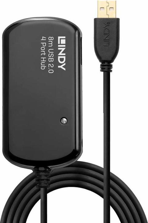 Produktbild Lindy USB 2.0 Aktiv-Verlaengerung Pro 8m inklusive 4 Port USB-Hub (USB-A, 4 Ports)